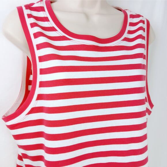 Maeve by Anthropologie SZ L Cropped Striped Tank Bright Red/White - Picture 4 of 9